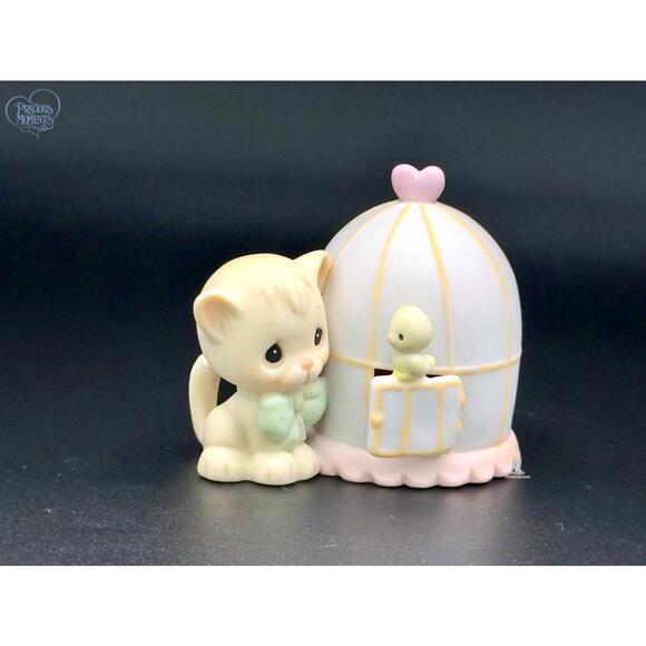 Precious Moments Cat and Birdcage Figurine - Picture 1 of 2